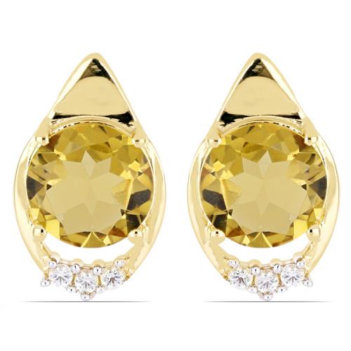 4.46 CT CITRINE GOLD PLATED STERLING SILVER EARRINGS #VE021195